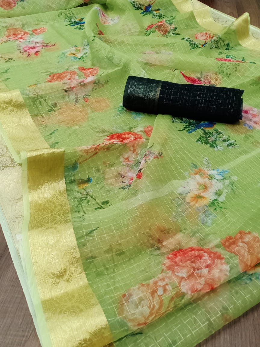 Vastra  Latest Fancy Designer Party Regular Wear Organza Digital Print Saree Collection